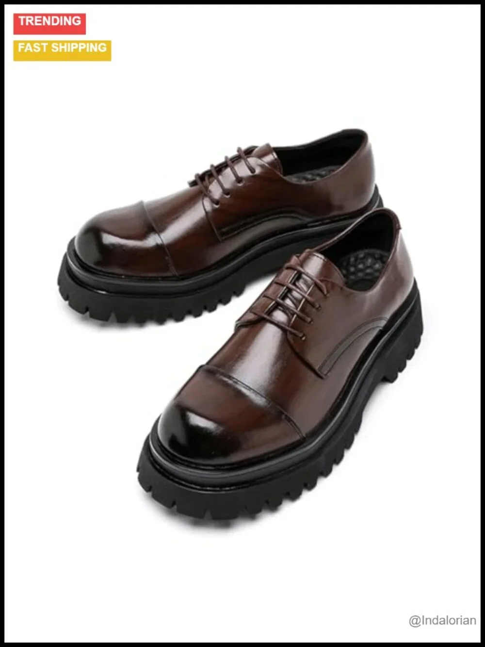 Men's Chunky Platform Oxfords Formal Business Casual Height Incre Leather Dress